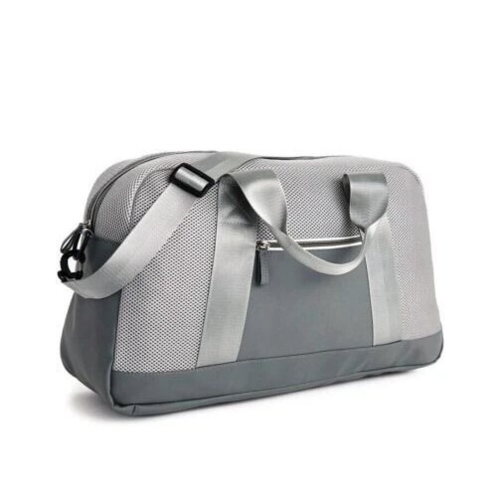 Mens Grey Mesh Duffel Bag Gym Sport Weekender Travel Carryall Shoulder Strap‎